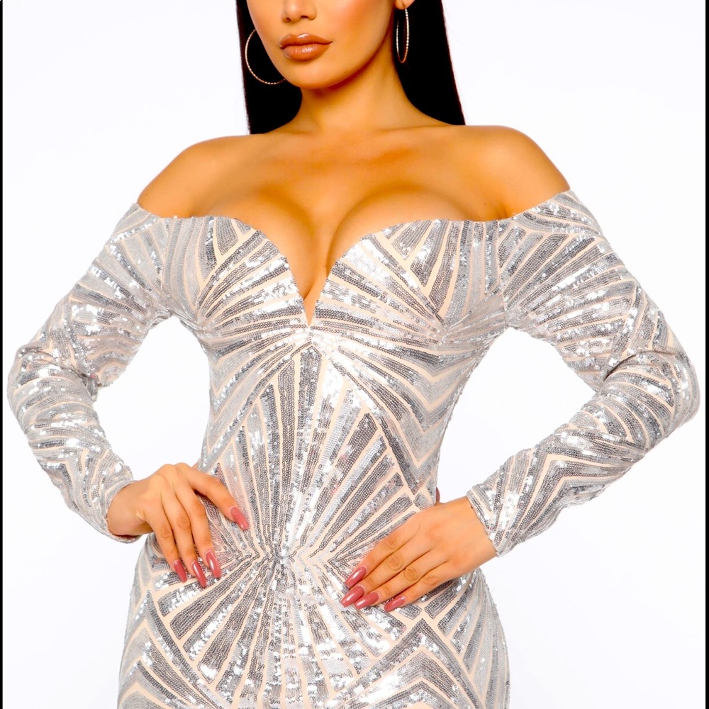 NWT Sequin Mini Dress - Silver size M